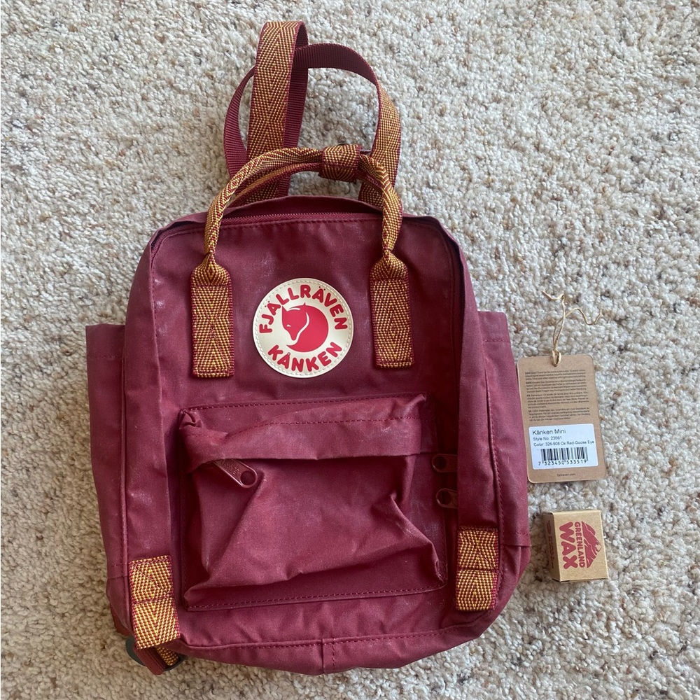 Kanken Mini Backpack Ox Red Goose Eye + Wax